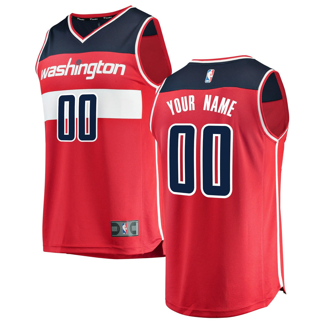 00 - Men's Nike Red Washington Wizards Swingman Custom Jersey - Icon Edition- Red