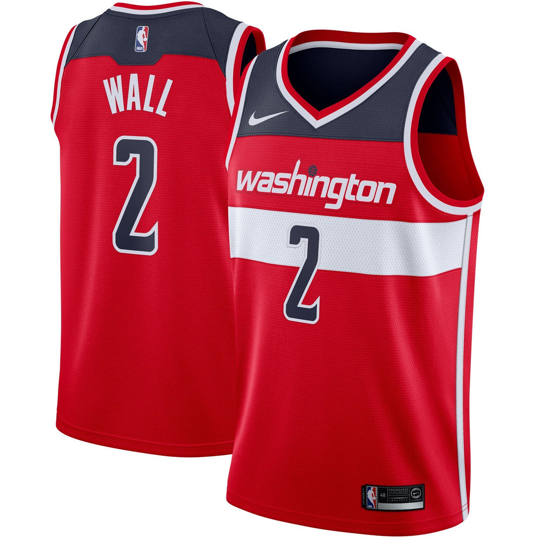 02 - Men's Nike John Wall Red Washington Wizards Swingman Jersey - Icon Edition - Red