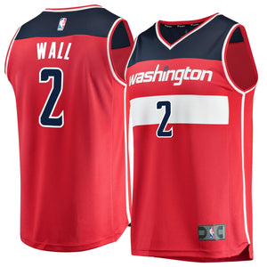 02 - Men's Fanatics Branded John Wall Red Washington Wizards Fast Break Replica Jersey - Icon Edition - Red