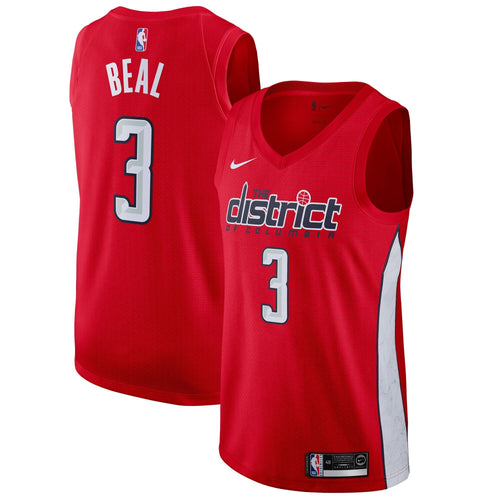 03- Men's Nike Bradley Beal Red Washington Wizards 2018/19 Swingman Jersey – Earned Edition -Red