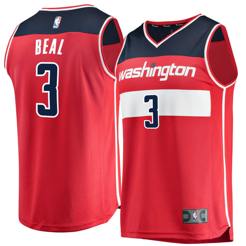 03- Men's Fanatics Branded Bradley Beal Red Washington Wizards Fast Break Replica Jersey - Icon Edition-Red