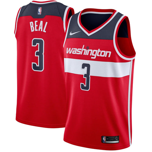03 - Men's Nike Bradley Beal Red Washington Wizards Swingman Jersey - Icon Edition-Red