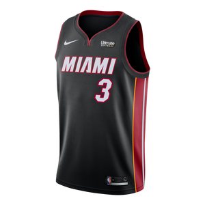 03 - Dwyane Wade Nike Miami Heat Icon Black Swingman Jersey - Black