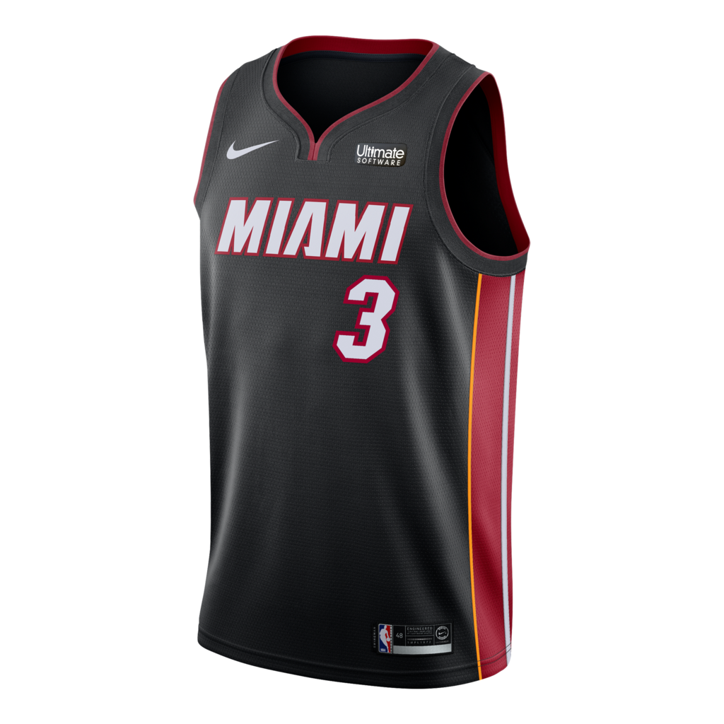 03 - Dwyane Wade Nike Miami Heat Icon Black Swingman Jersey - Black