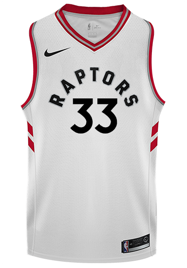 33 - Raptors Adult Swingman Association Jersey - Gasol - White