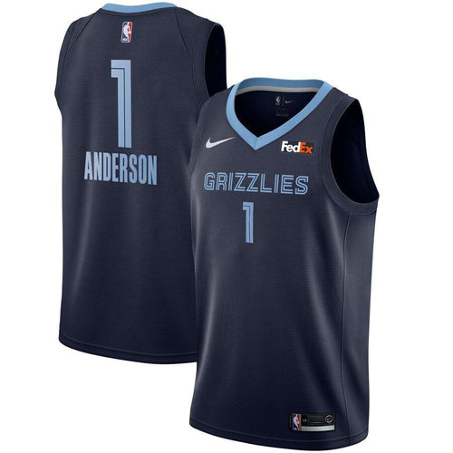 1 - Men's Nike Kyle Anderson Memphis Grizzlies Swingman Sponsor Patch Jersey – Icon Edition - Navy