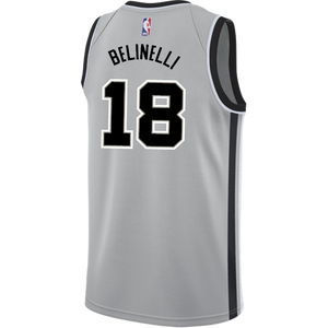 18 - Belinelli San Antonio Spurs Men's Nike 2018-19 Statement Edition Swingman Personalized Jersey  - Grey
