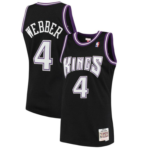 4 - Men's Mitchell & Ness Chris Webber Black Sacramento Kings 2000-01 Hardwood Classics Swingman Jersey