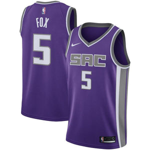 5 - Men's Nike De'Aaron Fox Purple Sacramento Kings Swingman Jersey - Icon Edition