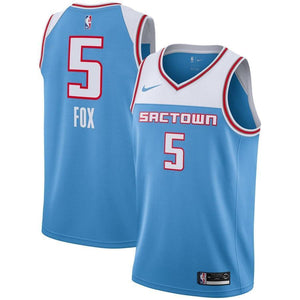 5 - Men's Nike De'Aaron Fox Blue Sacramento Kings City Edition Swingman Jersey