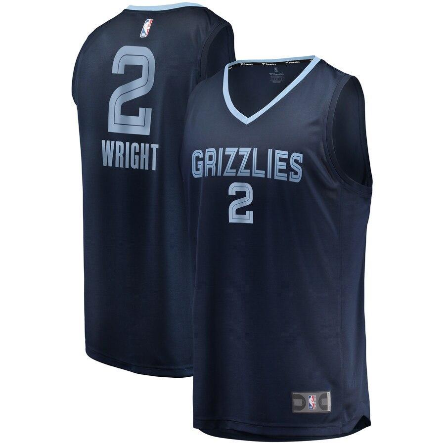 2 - Men's Fanatics Branded Delon Wright Memphis Grizzlies Fast Break Jersey – Icon Edition - Navy