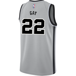 22 - Gay San Antonio Spurs Men's Nike 2018-19 Statement Edition Swingman Personalized Jersey  - Grey