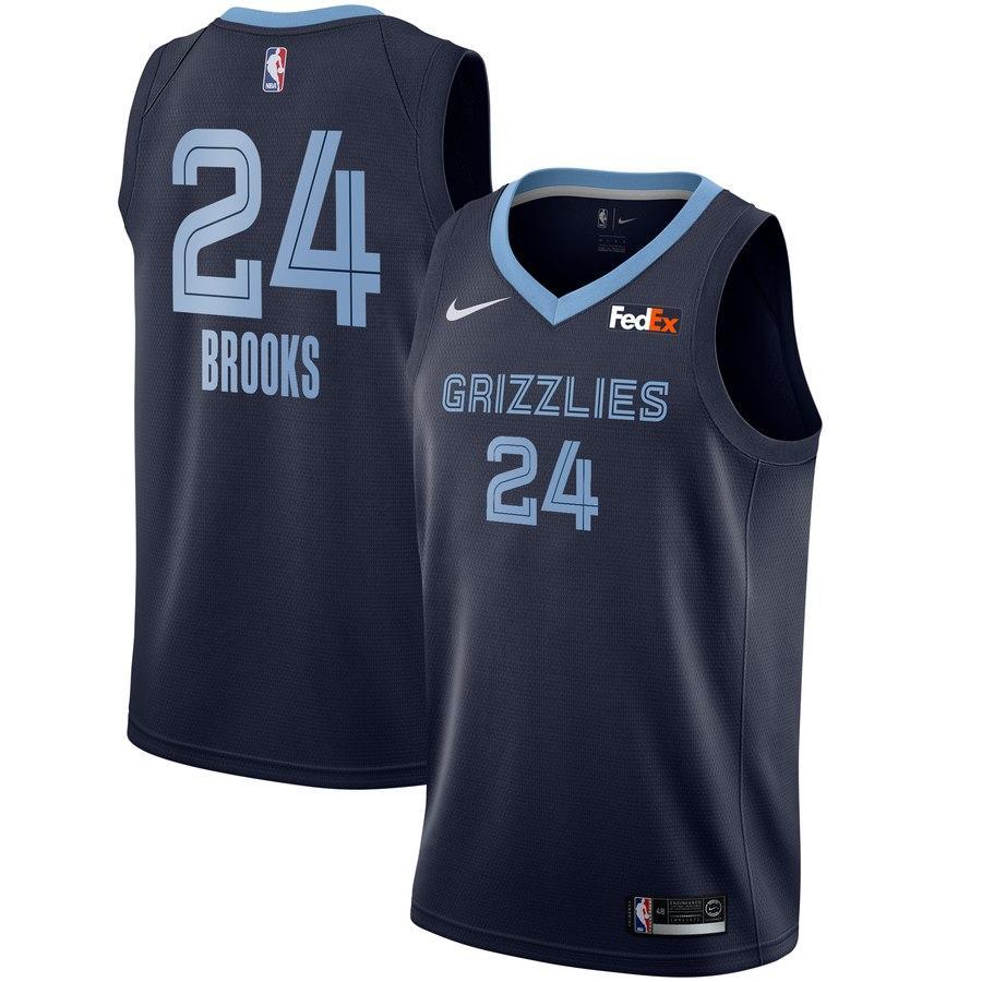 24 - Men's Nike Dillon Brooks Memphis Grizzlies Swingman Sponsor Patch Jersey – Icon Edition - Navy