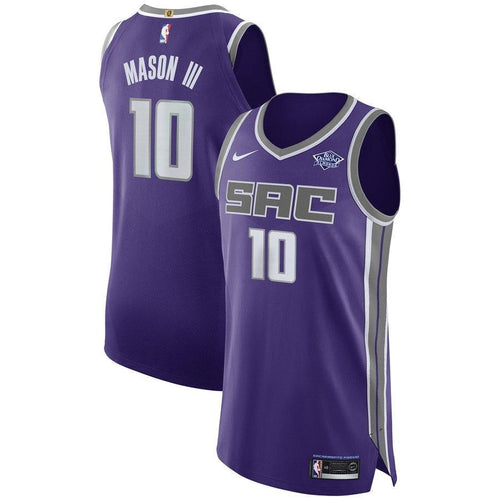 10 - Men's Nike Tre Mason Purple Sacramento Kings Authentic Sponsor Patch Jersey – Icon Edition