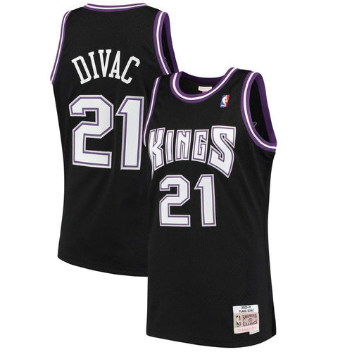 21 - Men's Mitchell & Ness Vlade Divac Black Sacramento Kings 2000-01 Hardwood Classics Swingman Jersey