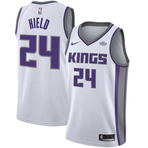24 - Men's Nike Buddy Hield White Sacramento Kings Swingman Sponsor Patch Jersey - Association Edition