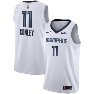 11 - Men's Nike Mike Conley Memphis Grizzlies Swingman Sponsor Patch Jersey - Association Edition - White