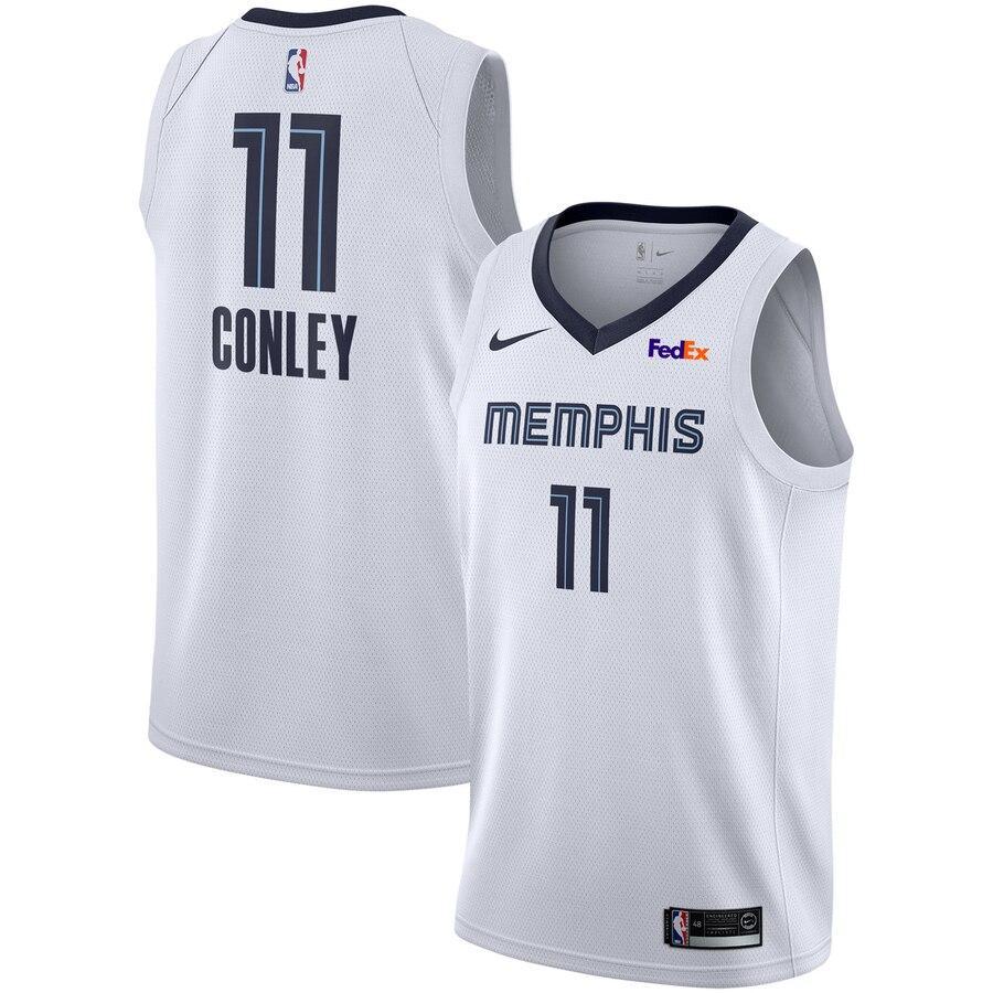 11 - Men's Nike Mike Conley Memphis Grizzlies Swingman Sponsor Patch Jersey - Association Edition - White