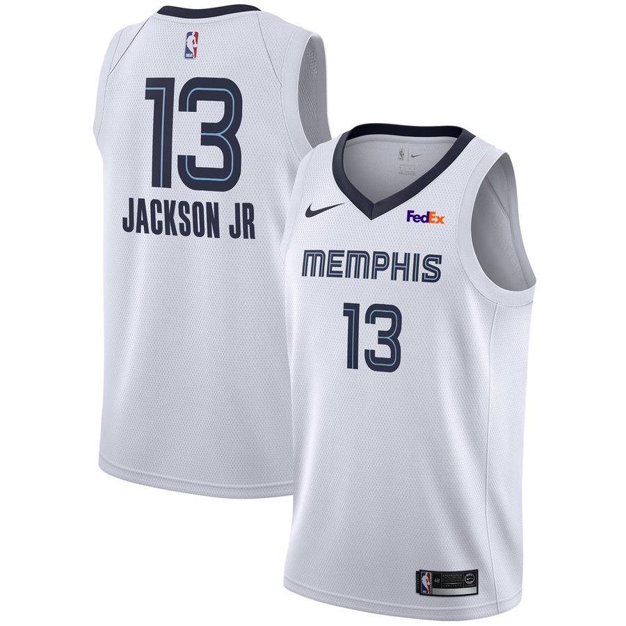 13 - Men's Nike Jaren Jackson Jr. Memphis Grizzlies Swingman Sponsor Patch Jersey - Association Edition - White