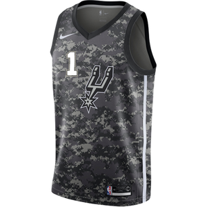 1 - Walker San Antonio Spurs Men's Nike 2018-19 City Edition Swingman Personalized Jersey - Navy