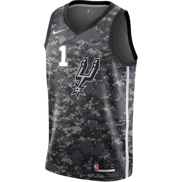 1 - Walker San Antonio Spurs Men's Nike 2018-19 City Edition Swingman Personalized Jersey - Navy