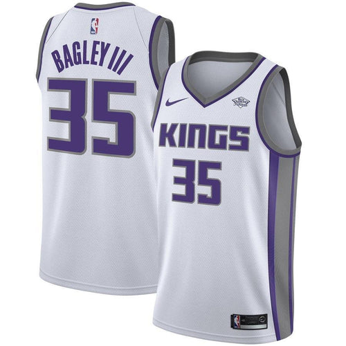 35 - Men's Nike Marvin Bagley III White Sacramento Kings Swingman Sponsor Patch Jersey - Association Edition