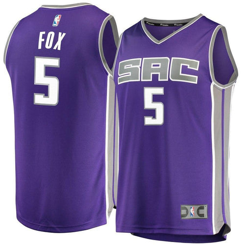 5 - Men's Fanatics Branded De'Aaron Fox Purple Sacramento Kings Fast Break Jersey - Icon Edition