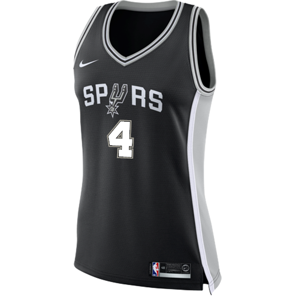 4 - White San Antonio Spurs Women's Nike Custom Personalized Icon Swingman Jersey - Black