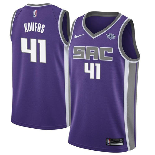 41 - Men's Nike Kosta Koufos Purple Sacramento Kings Swingman Sponsor Patch Jersey - Icon Edition