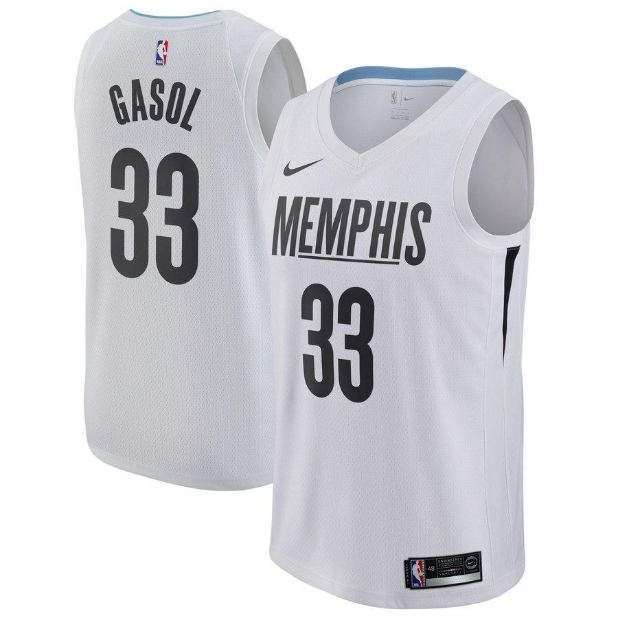 33 - Men's Nike Marc Gasol Memphis Grizzlies Swingman Jersey - City Edition - White