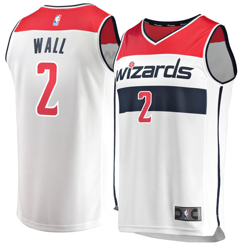 02 - Youth Fanatics Branded John Wall White Washington Wizards Fast Break Replica Jersey - Association Edition- White
