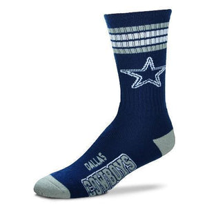 Men's Dallas Cowboys For Bare Feet 4-stripe Deuce Team Color Performance Crew Socks