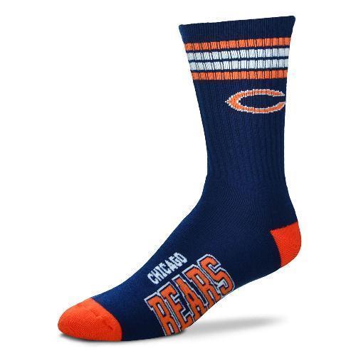 Men's Chicago Bears For Bare Feet 4-stripe Deuce Team Color Performance Crew Socks