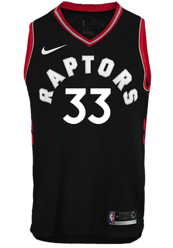 33 - Raptors Adult Swingman Statement Jersey - Gasol - Black