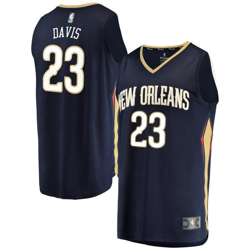 23 - Men's Fanatics Branded Anthony Davis Navy New Orleans Pelicans Fast Break Replica Jersey - Icon Edition - Navy