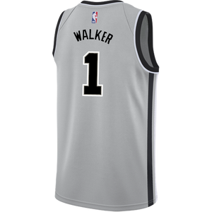 1 - Walker San Antonio Spurs Men's Nike 2018-19 Statement Edition Swingman Personalized Jersey  - Grey