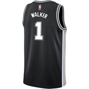 1 - Walker San Antonio Spurs Men's Nike Custom Personalized Icon Swingman Jersey - Black