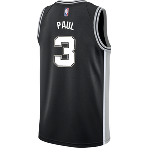 3 - Paul San Antonio Spurs Men's Nike Custom Personalized Icon Swingman Jersey - Black