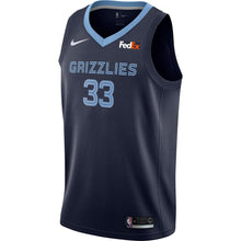 Load image into Gallery viewer, 33 - Men&#39;s Nike Marc Gasol Memphis Grizzlies Swingman Sponsor Patch Jersey – Icon Edition - Navy