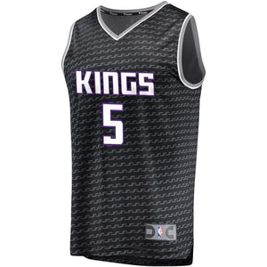 5 - Men's Fanatics Branded De'Aaron Fox Black Sacramento Kings Fast Break Jersey - Statement Edition
