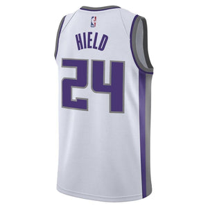 24 - Men's Nike Buddy Hield White Sacramento Kings Swingman Sponsor Patch Jersey - Association Edition