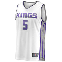 Load image into Gallery viewer, 5 - Youth Fanatics Branded De&#39;Aaron Fox White Sacramento Kings Fast Break Jersey - Association Edition