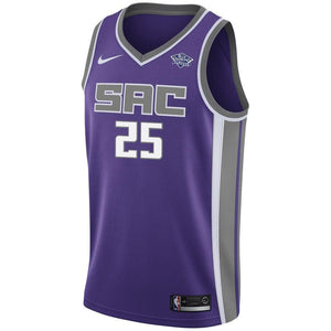 25 - Men's Nike Justin Jackson Purple Sacramento Kings Swingman Sponsor Patch Jersey - Icon Edition