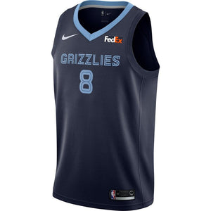 8 - Men's Nike MarShon Brooks Memphis Grizzlies Swingman Sponsor Patch Jersey – Icon Edition - Navy