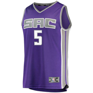 5 - Men's Fanatics Branded De'Aaron Fox Purple Sacramento Kings Fast Break Jersey - Icon Edition