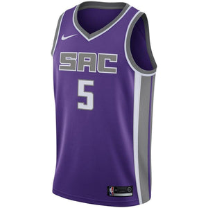 5 - Men's Nike De'Aaron Fox Purple Sacramento Kings Swingman Jersey - Icon Edition