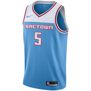 5 - Men's Nike De'Aaron Fox Blue Sacramento Kings City Edition Swingman Jersey
