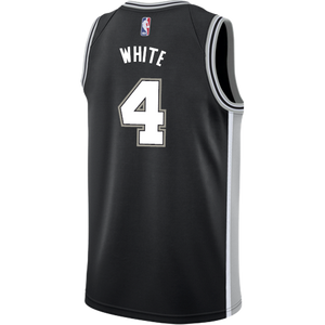 4 - White San Antonio Spurs Men's Nike Custom Personalized Icon Swingman Jersey - Black