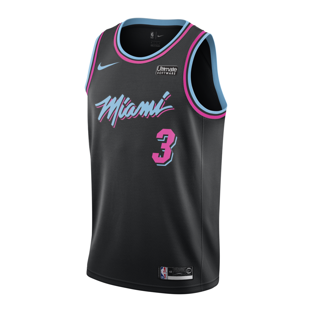 03 - Dwyane Wade Nike Miami Heat Vice Nights Swingman Jersey - Black