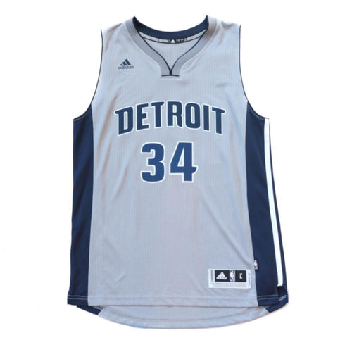 34 - Detroit Pistons Men's Swingman Harris #34 Chrome Jersey - White